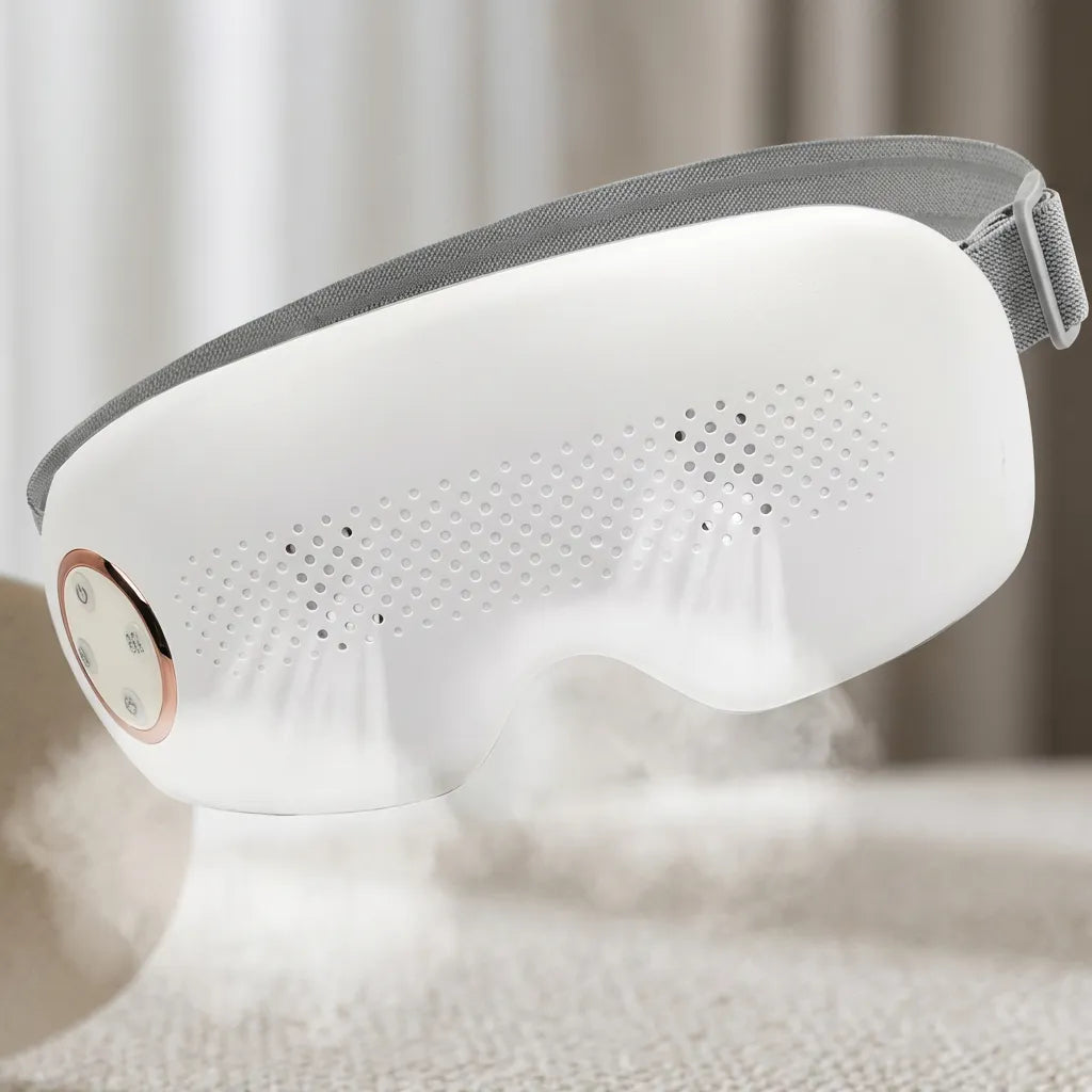 Auri 3D Steam Eye Massager with a soft design and steam vents for soothing tired eyes.