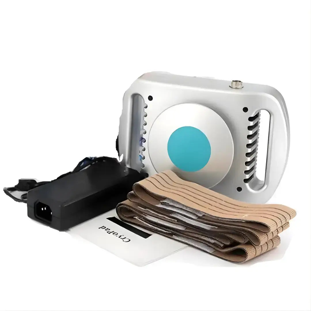 CryoPad-X Cryo Sculpt Device with attachments and power supply, designed for easy body sculpting.