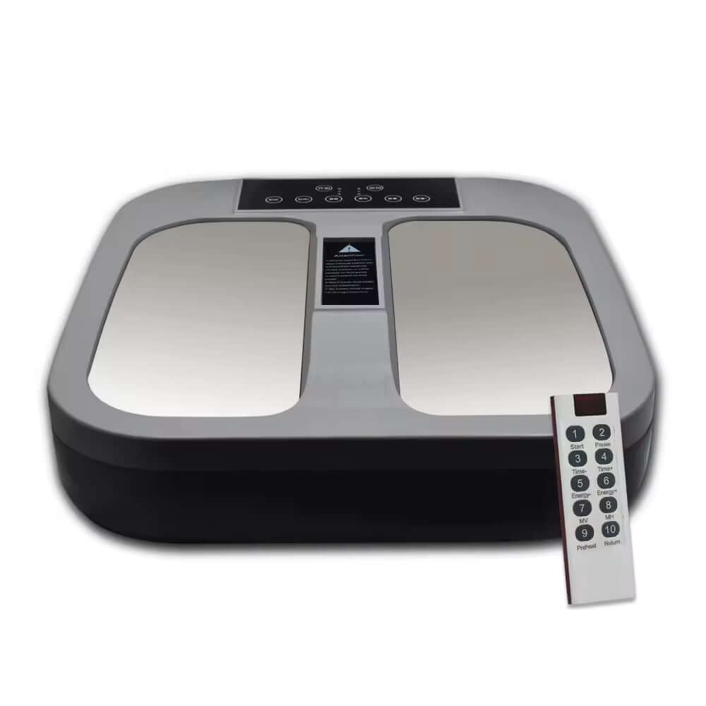 Biomax Fusion Terahertz and Pulse Wellness System with remote control for at-home relaxation and balance.