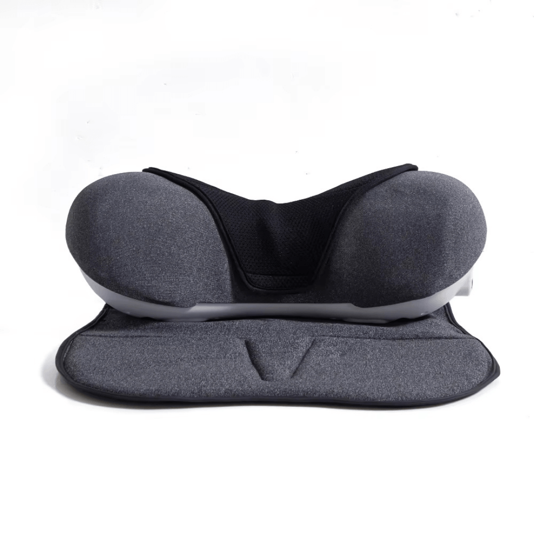CerviCloud Neck Stretch Pillow with soft gray material and ergonomic design for neck support.