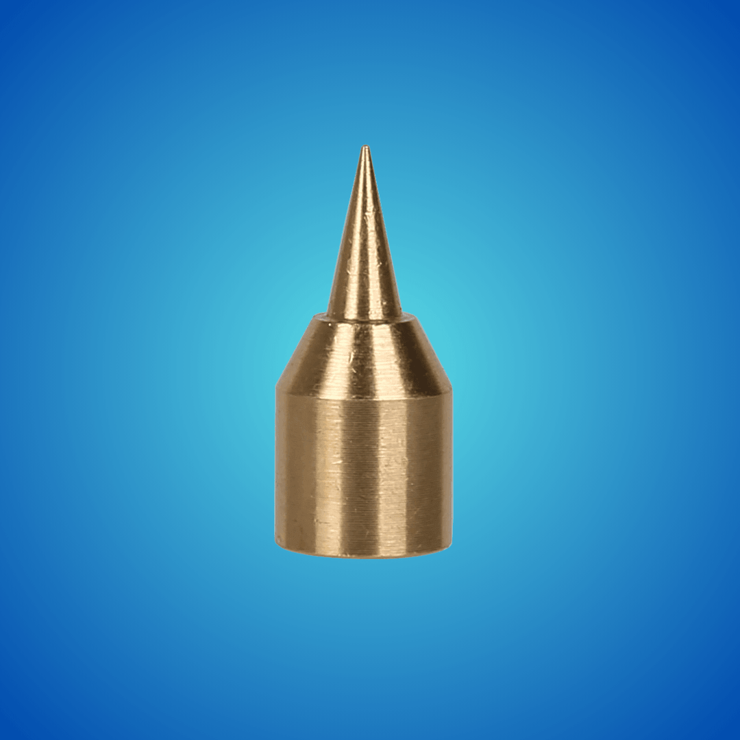 HaliPlasma Precision Tips, showing a fine copper tip with a sharp point against a blue background.