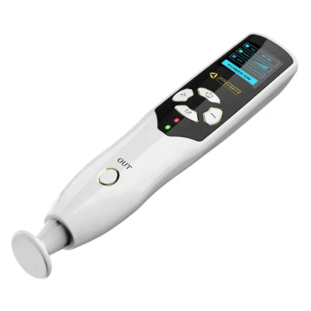 Close-up view of the HaliPlasma – Fibroblast Plasma Pen showing its sleek design and control panel.