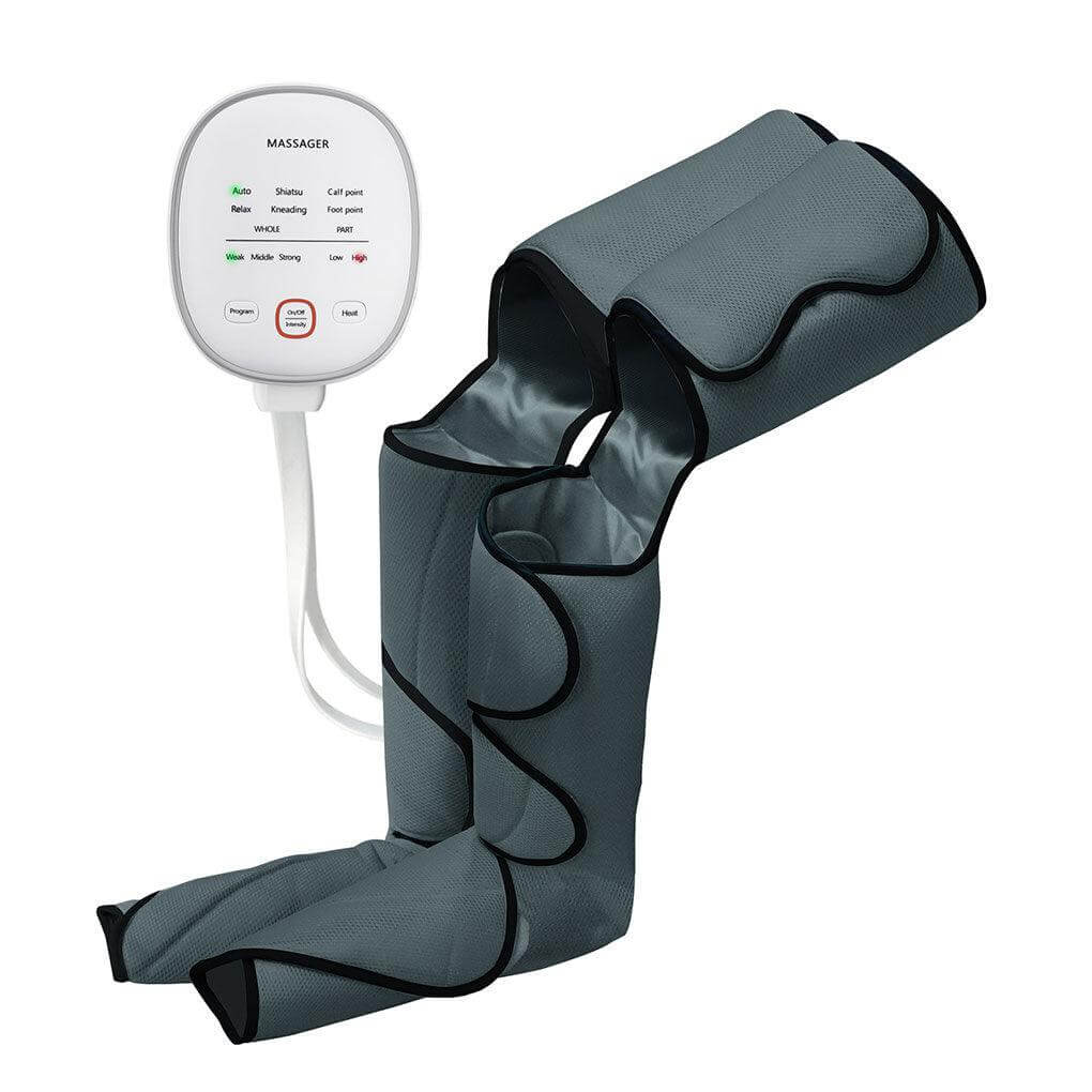 Comprax Air Boots displayed with control panel, designed for targeted leg compression and relaxation.