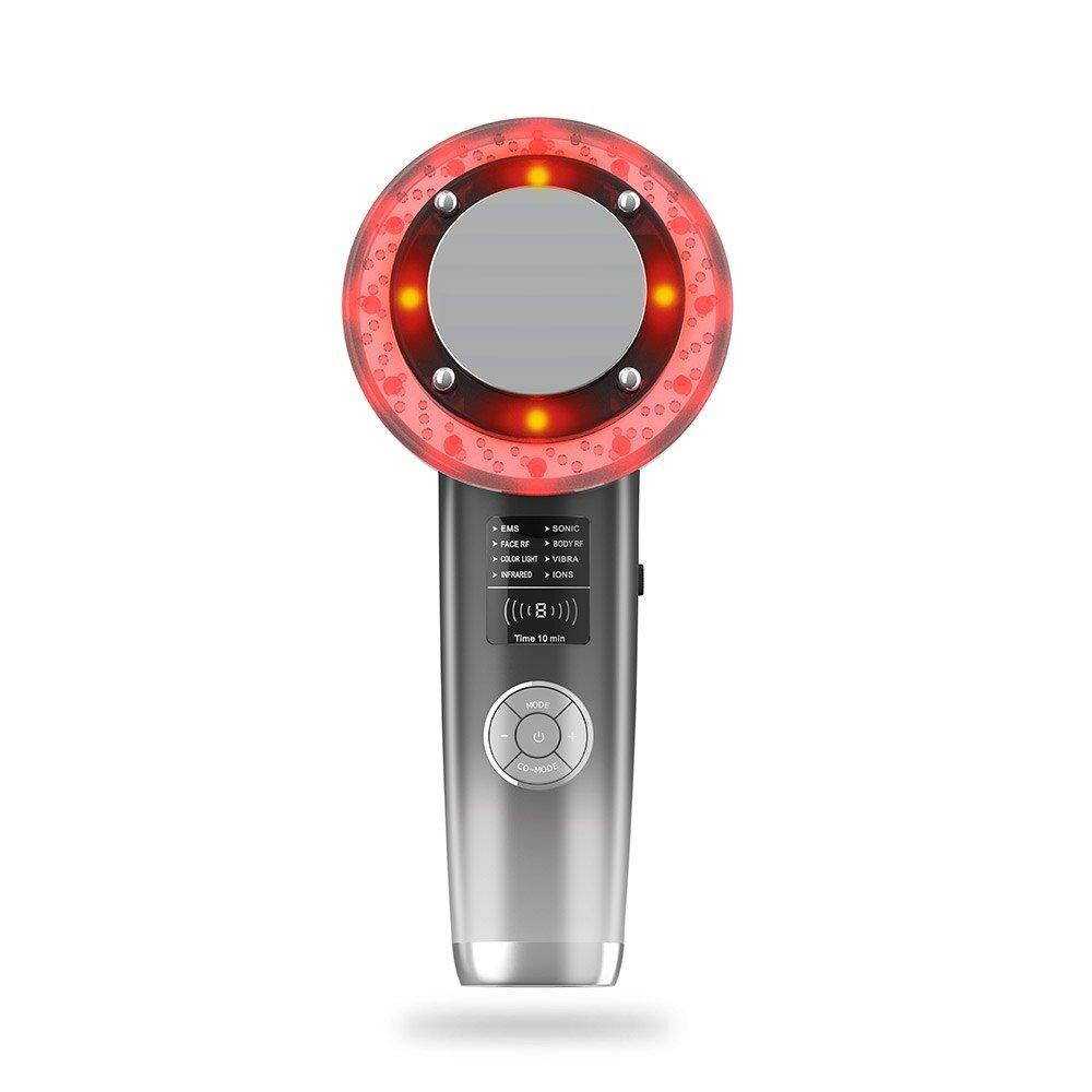 Halipax BodySculptor 8-in-1 device with circular mirror and red lights, designed for body care treatments at home.