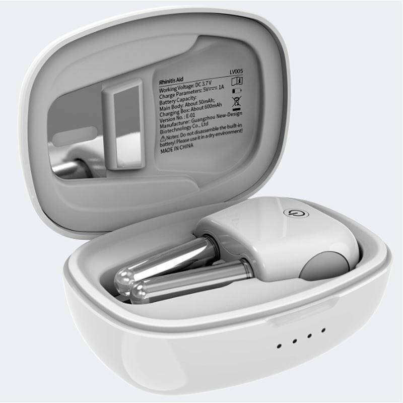 Luminose Nasal Wellness Tool shown in its case, featuring a sleek design and light therapy components.