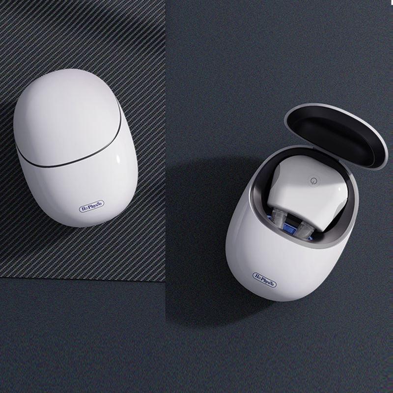 Luminose Nasal Wellness Tool in sleek white case, partially open, showcasing the device inside on a dark surface.
