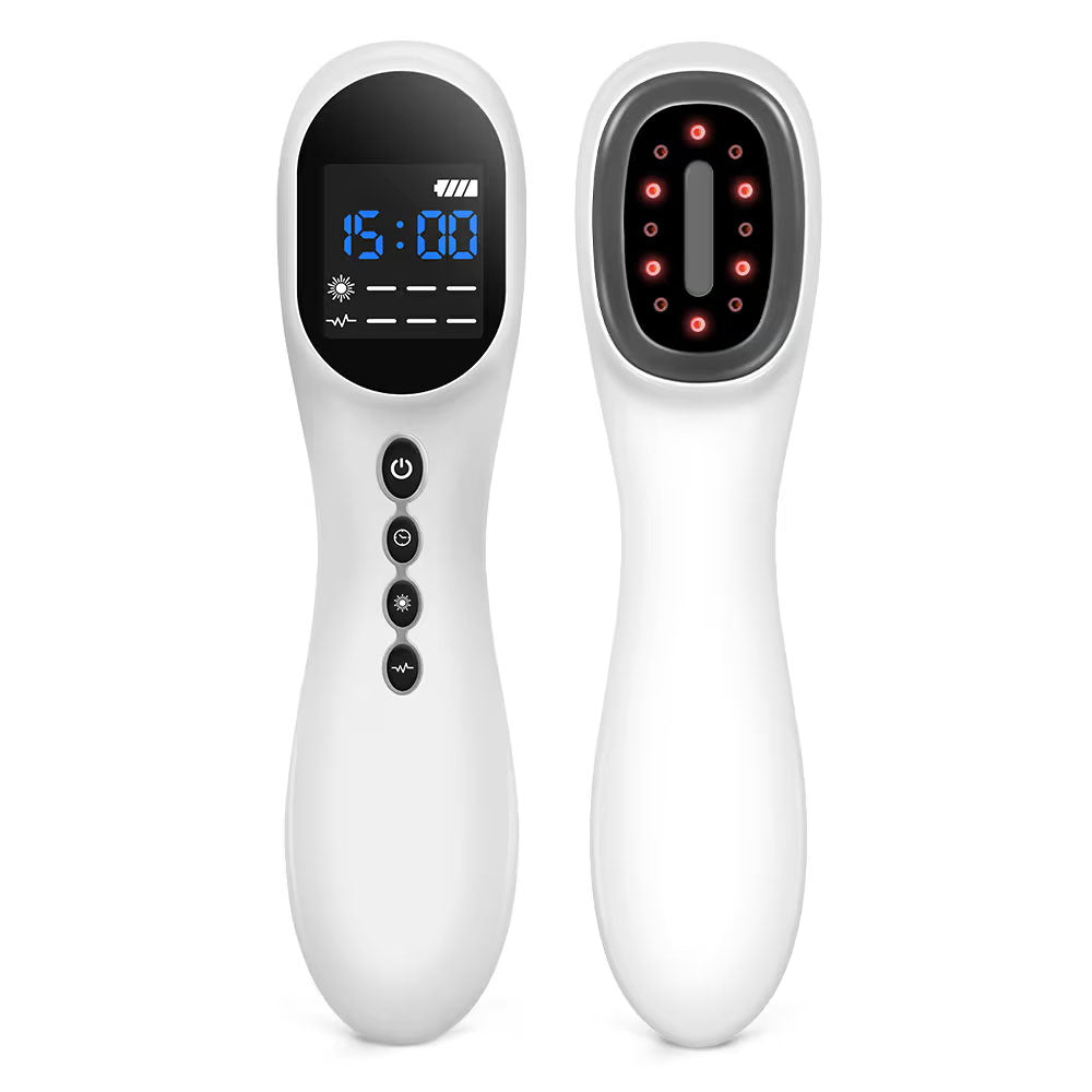 Dernox Pro wellness device showing LED display and ergonomic design for light-based comfort and pulse therapy.