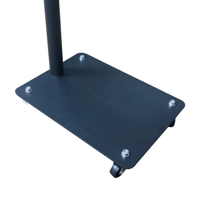 Base of the Biomax Motorized Stand demonstrating stability and wheels for easy mobility.
