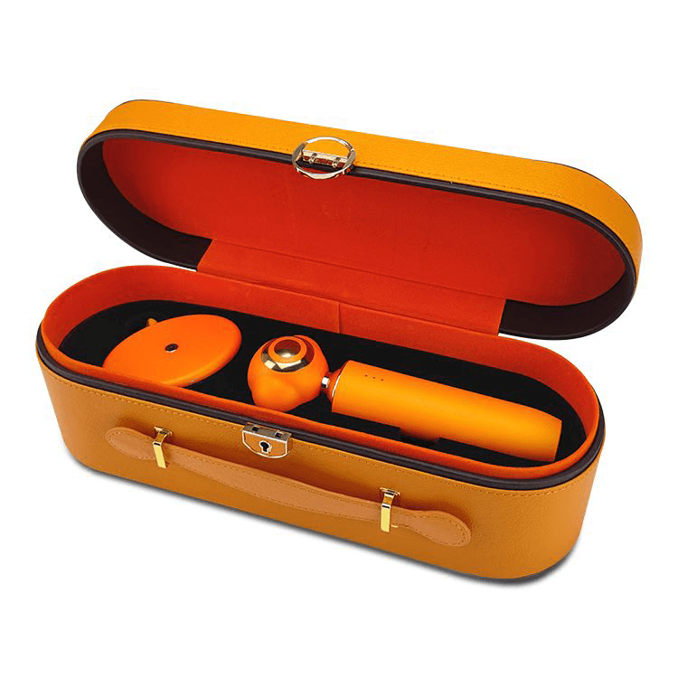 Biomax TeraEye in an orange case, featuring brightening and lifting tools for rejuvenating the eye area.