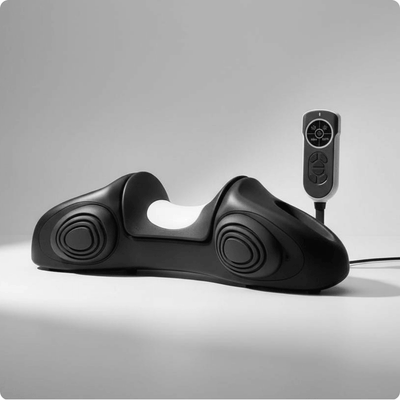 CerviPro Neck Comfort Device in a sleek black design with a remote control for ease of use and comfort.