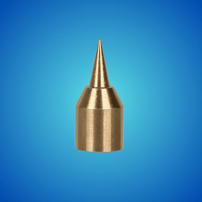 HaliPlasma Precision Tips, showing a fine copper tip with a sharp point against a blue background.