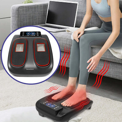 Hali-Life Foot Massager in use, with user’s feet resting on the device, showing warmth and massage features.