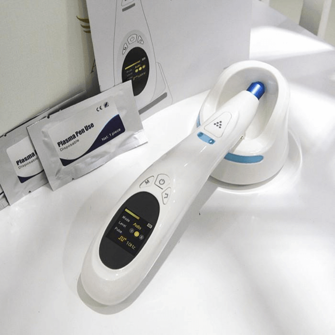 HaliPlasma Pro Beauty Device on display, highlighting precision plasma technology for refined skincare results.