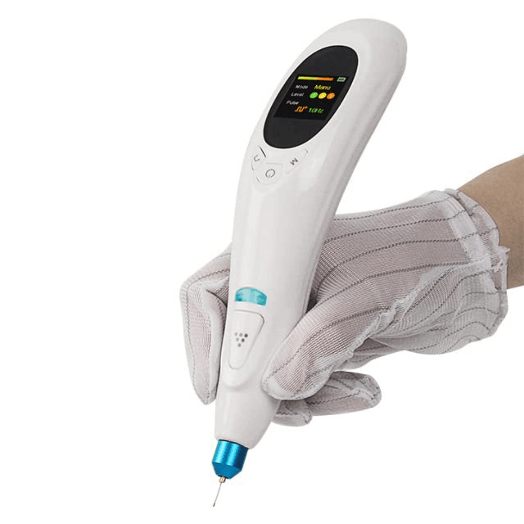 HaliPlasma Pro Beauty Device in use, showcasing its precision plasma technology for refined results.