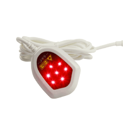Close-up of a red nasal light from Hyper-Watch Accessories with multiple LED lights and connected wire.