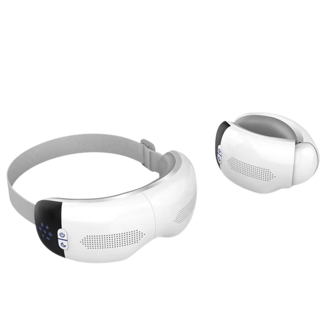 Visura 3D Eye Massager with adjustable strap and compact design for comfort and convenience.