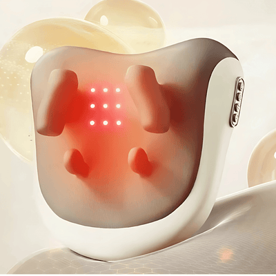 XRP Neck Massager device with soft pads and LED lights for deep neck relief at home.