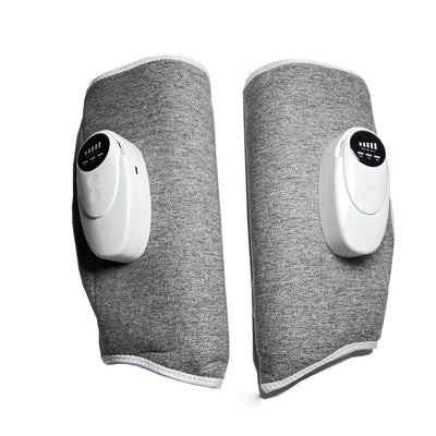 Halipax Calf Massager with gray fabric covering and control units on each side, designed for calf relaxation.