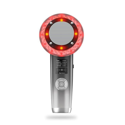 Halipax BodySculptor 8-in-1 device with circular mirror and red lights, designed for body care treatments at home.