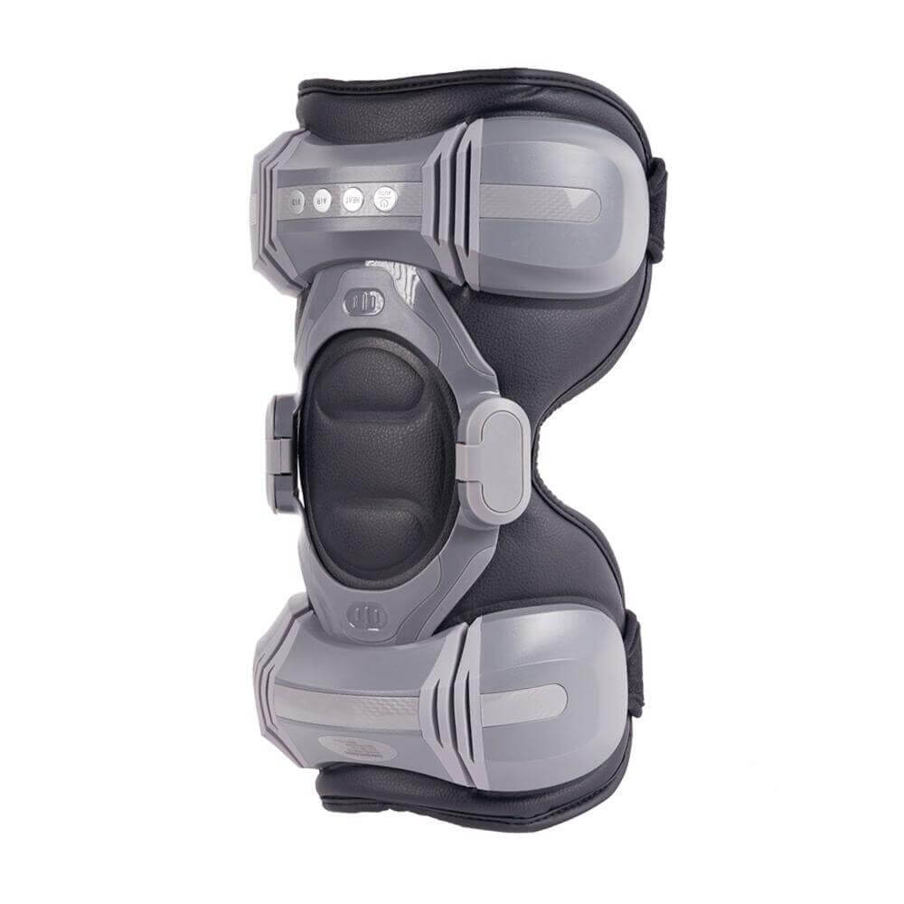 FlexWave Air Knee Massager showing a sleek design with adjustable straps and control buttons.