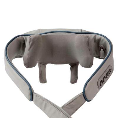 Interior view of KLAX 5D Shiatsu Massager showing plush massage nodes and control panel.