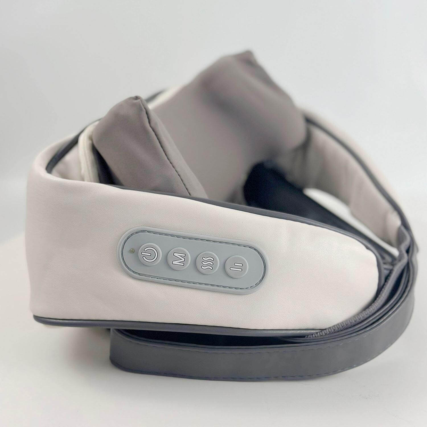 KLAX 5D Shiatsu Massager with control buttons, designed for neck and shoulder relief, in a sleek, modern style.