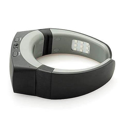 Halipax Dual-Light Neck Device showing side view with control buttons and light panel.