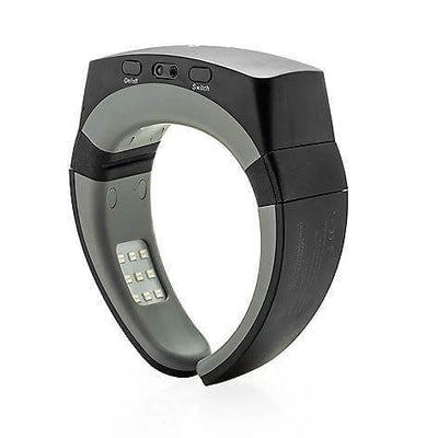 Halipax Dual-Light Neck Device shown from the side, highlighting its sleek design and control buttons.