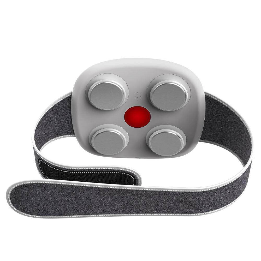 HaliBelt Waist Massager featuring a gray strap and control panel with buttons for adjustable comfort.