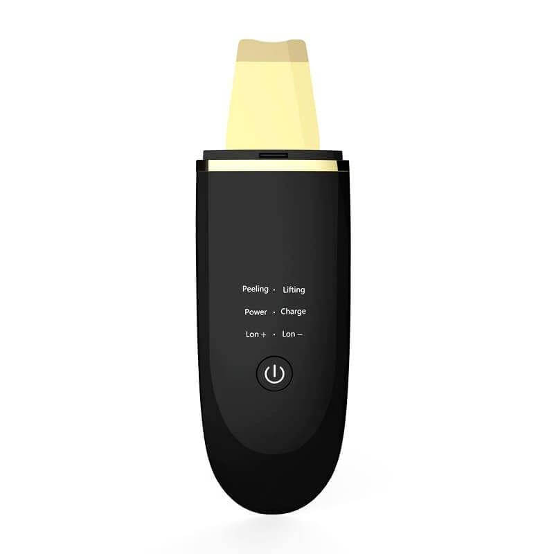 Halipax Ultrasonic Skin Scrubber device featuring controls for peeling and lifting with a cordless design.